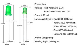 Diodo LED de 3mm 5mm con luz de color blanco, rojo, azul, verde y amarillo para diodo emisor de luz LED al por mayor - Product Image 5