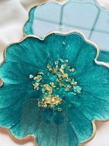 Magnifique ensemble de sous-verres en résine au design Art Déco, légers pour tables à manger et tables basses, décoration de fête - Product Image 5