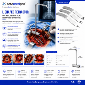 Retractor de cápsulas Zetomed Pro de 10 pulgadas (25.4 cm) con cuchilla de 1, 2 o 3 puntas y 20 mm o 22 mm de ancho - Product Image 5