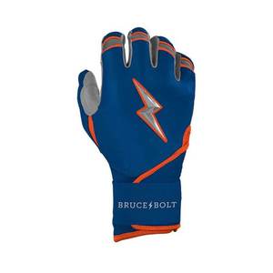 Wholesale Custom Premium Blue Orange <b>Baseball</b> Batting <b>Gloves</b> Professional Grade Leather Velcro Closure Training Lightning Bolt - Product Image 3