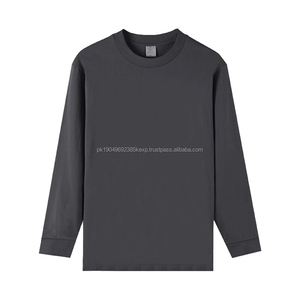 Precio sorpresa Fabricante de camisas informales Camiseta de manga larga en blanco Cuello redondo 260 gramos Camiseta de punto de gran tamaño - Product Image 1