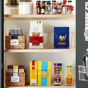 Set di 8 Contenitori in Plastica Trasparente, 4 Grandi e 4 Piccoli, Impilabili per l'Organizzazione della Dispensa - Product Image 5