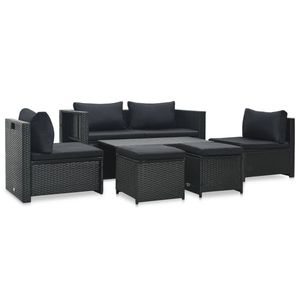 Conjunto de Muebles de Jardín Grandes de Ratán Sintético Negro (Polietileno) con Estructura de Acero con Recubrimiento en Polvo - Product Image 2