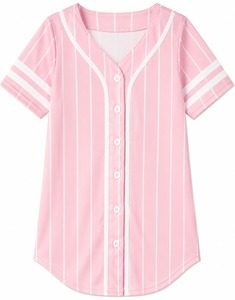 เสื้อเบสบอลสีฟ้าอ่อนสำหรับผู้หญิง แขนสั้น คอวี ติดกระดุมด้านหน้า สีพื้น ระบายอากาศได้ดี เป็นมิตรกับสิ่งแวดล้อม ป้องกันแบคทีเรีย แห้งเร็ว - Product Image 5