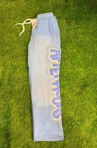 Custom Made Casual Men's Staked <b>Trousers</b> Streetwear Cotton Fleece Embroidery Logo Rhinestone Outline Flare <b>Trouser</b> - Product Image 6