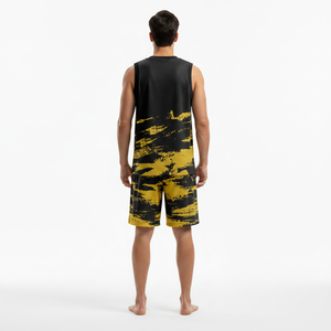 Nouvelle conception d'uniforme de basket-ball pour adultes, manches courtes, imprimé, séchage rapide, 100% polyester, vente chaude - Product Image 3
