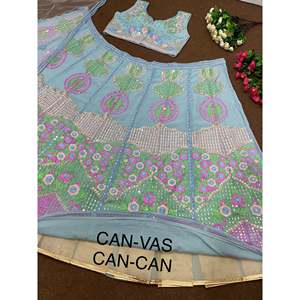 Robes de soirée Karma Fashion Designer, couleur ciel, Lehenga Choli avec dupatta, 1,5 kg, taille M, pour les occasions spéciales - Product Image 6