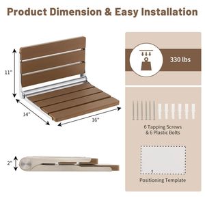 Sedia da Bagno Gonfiabile Moderna a Parete, Struttura in Acciaio, Capacità di Carico 150kg, Pieghevole - Product Image 3