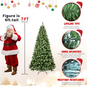 Albero di Natale Artificiale da 2,1 m con 400 Luci Bianco Caldo, Premium, Pre-illuminato, con 1072 Rami in Acciaio - Product Image 3