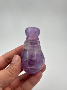 Natural Amethyst Crystal Bottle | Hand Carved Gemstone Vessel for Collectors & Luxury Display - Product Image 2