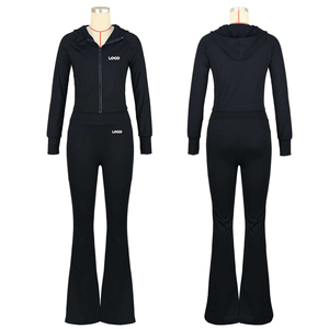 ชุดเซ็ตผู้หญิง สกรีนโลโก้ได้ ชุดวิ่งแขนยาว 2 ชิ้น ชุดโยคะ เสื้อผ้าออกกำลังกาย กางเกงเลกกิ้งรัดรูป ชุดออกกำลังกาย 2 ชิ้น - Product Image 2