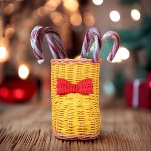 Suministros de decoración de Navidad calcetines encantadores juguetes de Navidad calcetín de ratán hecho a mano cesta niños regalos para niños - Product Image 6