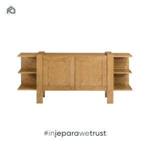 Meuble de rangement contemporain en teck naturel pour salon, avec portes, convertible en support TV, pour hôtel et villa - Product Image 3