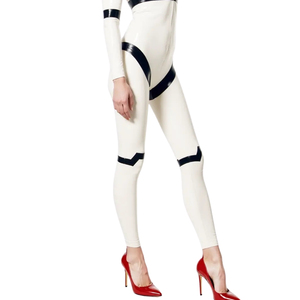 Women's Silver Metallic Full Length <b>Jumpsuit</b> High Waist Long Sleeve Turtleneck Bodycon Fit Spandex Nylon Clubwear Anti-static - Product Image 3
