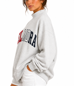 Sweat-shirt à col montant oversize pour femme El Mora avec logo personnalisé brodé, en molleton de coton doux, style streetwear décontracté - Product Image 3