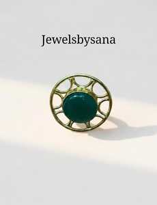 Anillo Ajustable de Latón Dorado Vintage con Piedra, Hecho a Mano, Banda Abierta para Mujer, Regalo - Product Image 2
