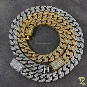 Cadena de Eslabones Cubanos Miami Gruesos de Plata de Ley 925 con Diamantes de Moissanita, Joyería Geométrica Hip Hop para Hombre - Product Image 4