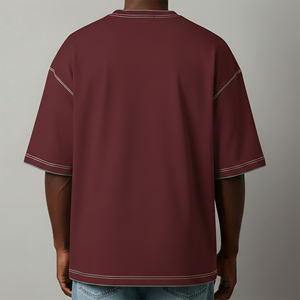 เสื้อยืดลำลองผู้ชายผ้าฝ้าย 100% ลายพิมพ์ดิจิทัลตามสั่ง สีพื้น ทรงโอเวอร์ไซส์ ไหล่ตก สไตล์ฮิปฮอป มาใหม่ - Product Image 2