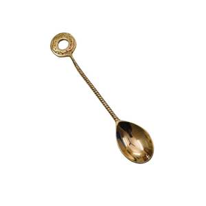 Cuchara de Latón de Diseño Novedoso, Hecha a Mano, Dorada con Relieve, Mango Largo, Extremo en Forma de Media Luna, Acabado Espejo, Apta para Lavavajillas, para Bodas y Cenas - Product Image 4