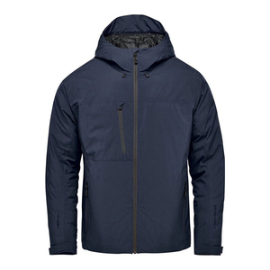 Veste matelassée à capuche pour homme, bleu marine, imperméable, en polyester, fermeture éclair, vêtement d'hiver décontracté, coupe classique - Product Image 1