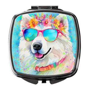 Samoyed Hippie Dawg compacto plegable espejo de maquillaje de mano espejo de viaje decorativo portátil para mujeres y niñas regalo de bolsillo - Product Image 1