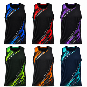 Custom Men's Athletic Tank Top 100% Polyester Lightweight Breathable Quick Dry Silk Screen Printed Front Gym Training Singlet - Product Image 2