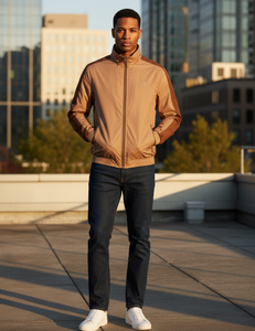 Chaqueta Cortavientos Estilo Bomber Personalizada para Hombre, de Invierno, en Poliéster, Corduroy y Tela con Memoria, Impermeable, Tallas Grandes, con Cierre - Product Image 1