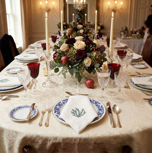 Serviettes de table en lin brodées personnalisées en gros, motif algues marines, carrées, avec ourlet festonné, durables pour la maison, les mariages et les événements - Product Image 5