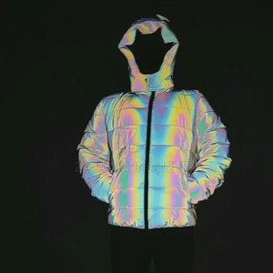Rainbow <b>Reflective</b> <b>Jacket</b> Waterproof Style Outerwear With Colorful <b>Reflective</b> Effect For Cycling <b>Running</b> And Travel Activities - Product Image 4