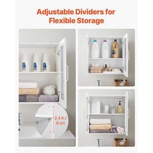 Armadio a Muro a 4 Ante con Ripiano Regolabile a 2 Livelli per Cucina, Bagno e Lavanderia, Stoccaggio a Muro con Stile - Product Image 4