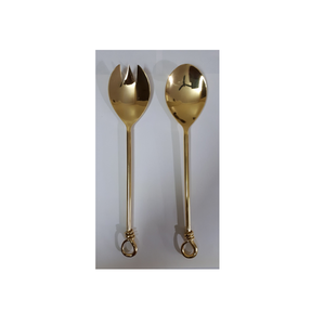Juego de Servir de Lujo de 2 Piezas con Borde Dorado Recto, Tenedor y Cuchara Decorados, Apto para Lavavajillas, Utensilios de Comedor Elegantes y de Primera Calidad - Product Image 6