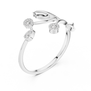 Anillo de oro macizo de 14k para mujer con diseño minimalista de hoja con múltiples ramas y diamantes de corte redondo, ideal para regalo, compromiso, aniversario o boda. - Product Image 5