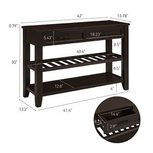 Consolle in Legno Massello di Pino dal Design Retrò con Ripiani Aperti e Gambe per Arredamento Soggiorno - Product Image 5
