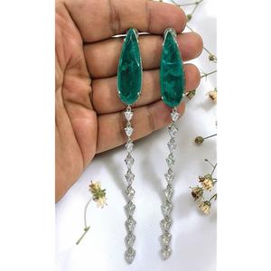 Adorables Pendientes Largos de Plata de Ley con Circonitas, Elegantes y Modernos, para Mujer, Ideales para Fiestas y Eventos Nocturnos, Colección de Moda - Product Image 1