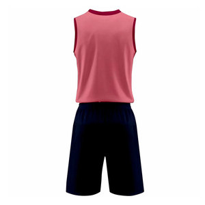 Conjunto de Camiseta de Voleibol Sublimada Personalizada, Color Rosa Marino, Cuello en V, Sin Mangas, Absorbe la Humedad, Ropa Deportiva Unisex para Adultos - Product Image 3