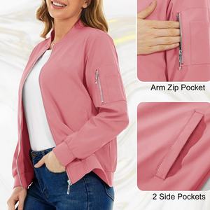 แจ็กเก็ตบอมเบอร์ผู้หญิงน้ำหนักเบาใส่สบายเสื้อผ้ากันลม100% แจ็กเก็ตบอมเบอร์สำหรับผู้ใหญ่ - Product Image 4