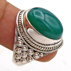 Bague en argent avec pierre précieuse de jade vert, argent sterling 925, pour elle, bijoux faits à la main - Product Image 2