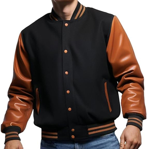 แจ็คเก็ต Letterman Varsity แบบสั่งทำขายส่งสำหรับผู้ชาย แขนหนังผสมขนสัตว์ ปักลาย ซิป ระบายอากาศได้ดี สไตล์สตรีทแวร์ ทอผ้าอย่างดี - Product Image 5