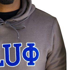 Sweat à capuche en chenille BLUΦ Phi Beta Sigma pour homme, couleur anthracite, avec lettres grecques, vêtement de fraternité haut de gamme, coupe classique - Product Image 4