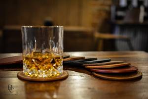 Hand Stitched Genuine Leather Coaster Set Durable Cowhide Coffee Mug Mats Home Bar Decor <b>Table</b> <b>Protector</b> Pad GLC-0017 - Product Image 3