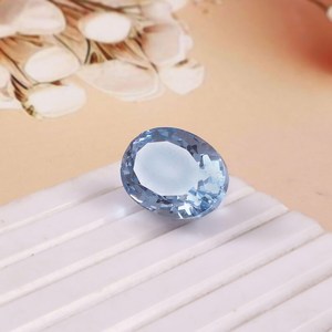 Aigue-marine naturelle ovale facettée, pierre précieuse bleu ciel, 20 carats, certifiée par un tiers, pierre de naissance de mars, pour la fabrication de bijoux ZUBEDA - Product Image 2