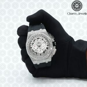 Reloj Charm Jewells de acero inoxidable para hombre, caja de 40 mm, detalles de diamantes, analógico, de lujo, a la moda, movimiento mecánico, fecha automática - Product Image 5