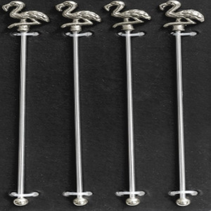 Juego de 4 Agitadores de Bebidas de Metal con Forma de Flamenco, Agitadores de Cóctel de Acero Inoxidable en Oferta - Product Image 6