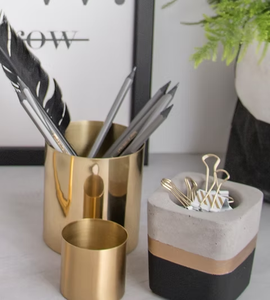 Office Desktop Decorations Brass Pen <b>Holder</b> Casting Golden Cup Brass Pen <b>Holder</b> <b>Makeup</b> Brush <b>Holder</b> Fashion Home Decor - Product Image 1