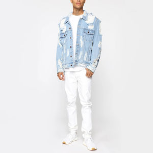 Chaqueta de Mezclilla para Hombre de Alta Calidad, Chaqueta Vaquera Azul Vintage, Chaqueta Informal de Estilo Urbano, Proveedor OEM - Product Image 3