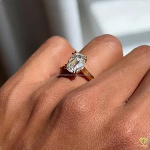 Oval Cut Moissanite Diamond <b>Solitaire</b> Engagement <b>Ring</b> in 925 Sterling <b>Silver</b> Vintage Four Prong Setting IGI Certified for Women - Product Image 4