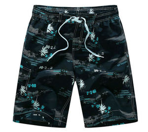 Shorts de Baño para Hombre, Estampados, de Secado Rápido, con Cordón en la Cintura, Casuales, con Diseño de Palmeras en Negro, Naranja y Blanco, de Corte Medio - Product Image 3