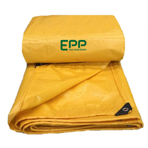 Lona impermeable amarilla ligera de calidad superior Lona tejida a rayas Anti-UV para sitios de construcción Precio directo de fábrica - Product Image 1