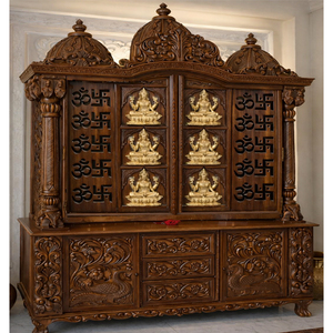 Mandir Tradicional del Sur de la India de Estilo Ashtalakshmi, de Madera de Teca, con Cajones, Hecho a Mano, para el Hogar - Product Image 1