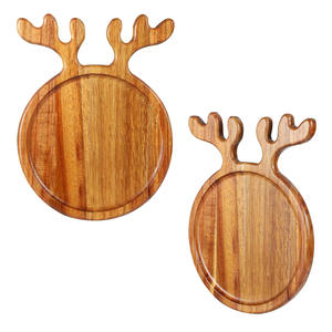 Decoración navideña, plato de madera de acacia para servir, forma de árbol y asta, tablero de madera para servir, tablero de charcutería, regalos de cocina de Navidad - Product Image 4